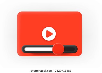 Modelo do reprodutor de vídeo online com barra de progresso. Ícone de aplicativo 3d vetorial