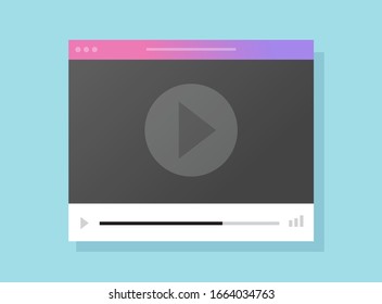 Online video player vector flat cartoon isolated, illustration of movie digital or internet web player modern trendy design