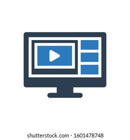 Online video player vector illustration. Online video app creative concept icon