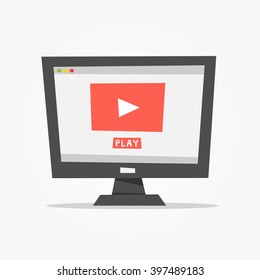 Online video player vector illustration. Online video app creative concept.
