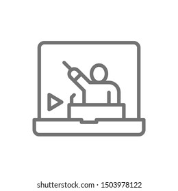 Online video presentation line icon. Isolated on white background