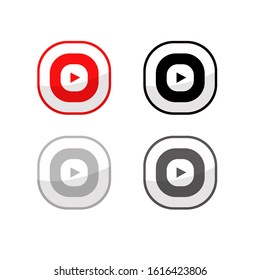 Online Video Red And Gray Circle Icons Set