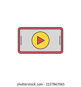 streaming de vídeo en línea en color de icono móvil, aislado en fondo blanco 