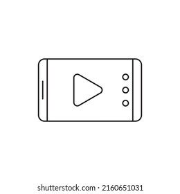Vídeo en línea streaming en icono móvil en línea de estilo icono, estilo aislado en fondo blanco