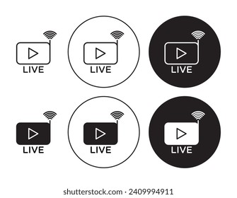 Online Video Streaming Vector Illustration Set. Play stream video sign suitable for apps and websites UI design style.