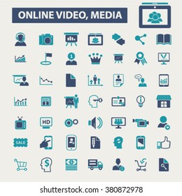 online video, technology icons
