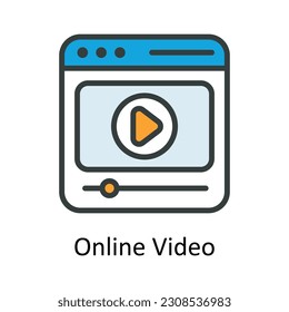 Online Video Vector Fill outline Icon Design illustration. Seo and web Symbol on White background EPS 10 File