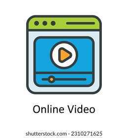 Ilustración de diseño de iconos de contorno de vectores de vídeo en línea. Símbolo de interfaz de usuario en fondo blanco archivo EPS 10
