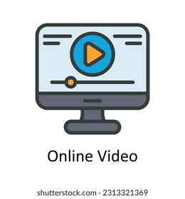 Online Video Vector   Fill outline  Icon Design illustration. Digital Marketing  Symbol on White background EPS 10 File