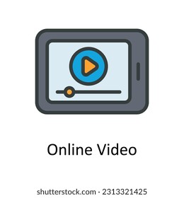 Online Video Vector   Fill outline  Icon Design illustration. Digital Marketing  Symbol on White background EPS 10 File