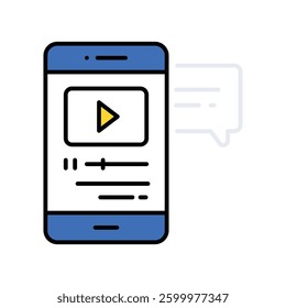 Online Video vector filled outline icon. EPS 10 file