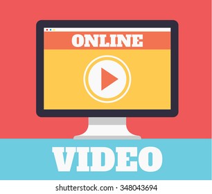 Online video. Vector flat illustration