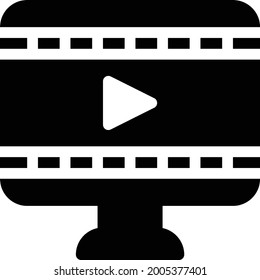 icono plano de glifo vector de vídeo en línea
