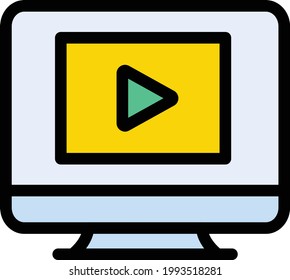 online video vector line colour icon