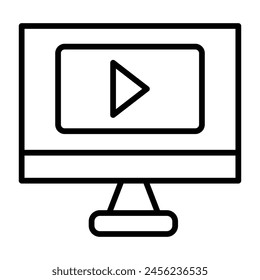 Online Video Vector Line Icon Design