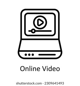 Online Video Vector  outline Icon Design illustration. Seo and web Symbol on White background EPS 10 File