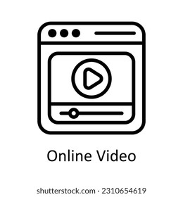 Online Video Vector  outline Icon Design illustration. User interface Symbol on White background EPS 10 File