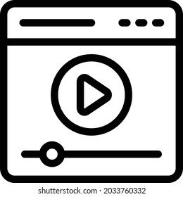 online video vector thin line icon