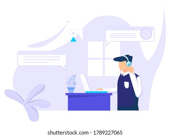 Online virtual chatting and video conferencing using laptops. chatting with friends online. Vector illustration for business people, remote work, technology.