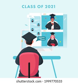 Online Virtual Graduation Conference Class Of 2021 To Prevent From Coronavirus.
