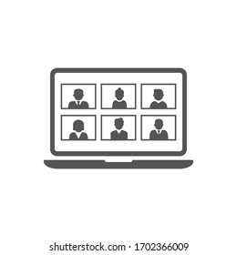 Online Virtual Meetings, Work from Home Teleconference TV Video Conference Webinars or Remote Working. Enterprise Web Cloud Service Software Concept. EPS 10