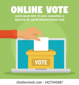 Online vote ballot box concept banner. Flat illustration of online vote ballot box vector concept banner for web design
