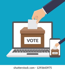 Online vote concept, flat design vector illustration