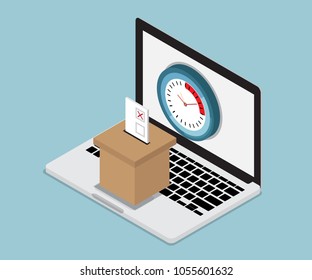 online vote concept laptop with vote box isometric vector background