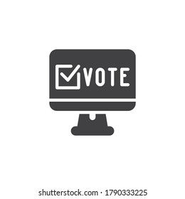 Online vote confirm vector icon. filled flat sign for mobile concept and web design. Online election vote glyph icon. Symbol, logo illustration. Vector graphics