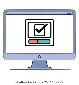 Diseño de Plantilla de Ilustración vectorial de color plano de campaña electoral de votación en línea