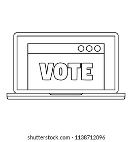 Online vote icon. Outline online vote vector icon for web design isolated on white background