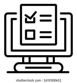Online vote icon. Outline online vote vector icon for web design isolated on white background