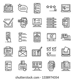Online vote icons set. Outline set of online vote vector icons for web design isolated on white background