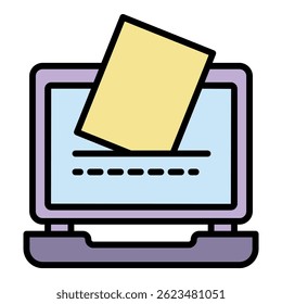 Ícone do email de voto online. Contorno votação online e-mail ícone vetorial cor plano isolado