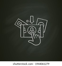 Online Voting Chalk Icon. Voting System, Website Or Mobile App. Remote Vote. Choice, Election Concept. Democracy. Parliamentary Elections.Isolated Vector Illustration On Chalkboard