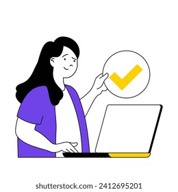 Online voting concept with cartoon people in flat design for web. Vector illustration