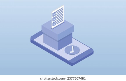 online voting concept e-voting internet election system.on blue background.3D design.isometric vector design Illustration.