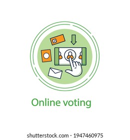 Online Voting Concept Line Icon. Voting System, Website Or Mobile App. Remote Vote. Choice, Election Concept. Democracy. Parliamentary Elections.Vector Isolated Conception Metaphor Illustration