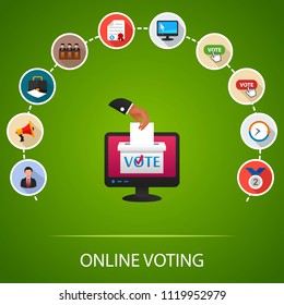 Online voting flat icons concept. Vector illustration. Element template for design.