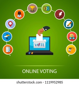 Online voting flat icons concept. Vector illustration. Element template for design.
