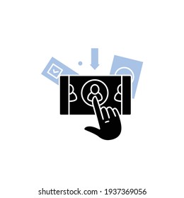 Online Voting Glyph Icon. Voting System, Website Or Mobile App. Remote Vote. Choice, Election Concept. Democracy. Parliamentary Elections.Filled Flat Sign. Isolated Silhouette Vector Illustration