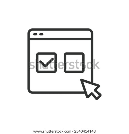 Online voting, icon in line design. Online, voting, internet, digital, election, secure, remote on white background vector. Online voting editable stroke icon