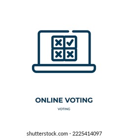 Online voting icon. Linear vector illustration from voting collection. Outline online voting icon vector. Thin line symbol for use on web and mobile apps, logo, print media.