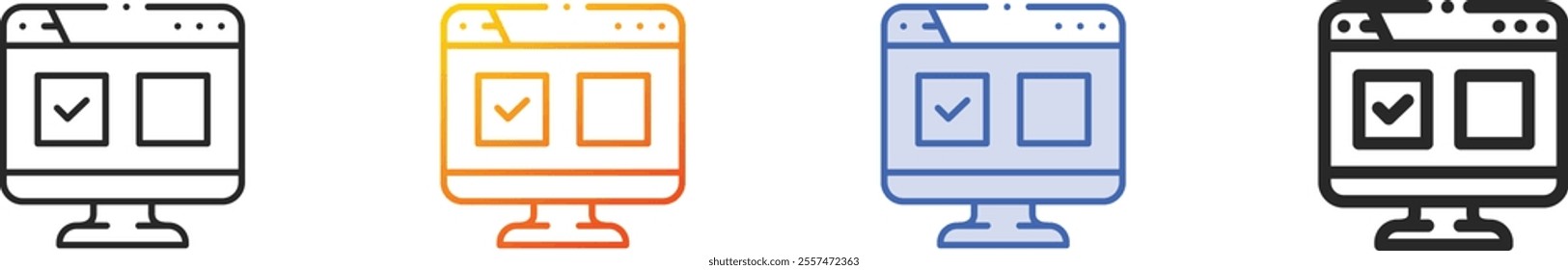 online voting icon.Thin Linear, Gradient, Blue Stroke and bold Style Design Isolated On White Background
