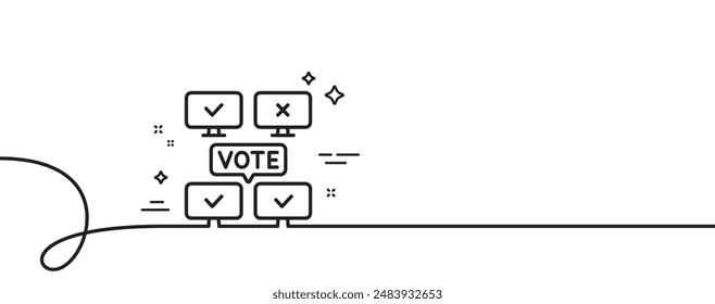 Online Voting line icon. Continuous one line with curl. Internet vote sign. Web election symbol. Online Voting single outline ribbon. Loop curve pattern. Vector