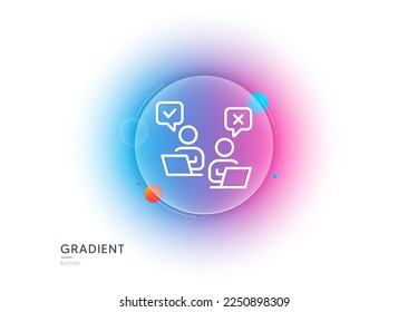 Online Voting line icon. Gradient blur button with glassmorphism. Internet vote sign. Web election symbol. Transparent glass design. Online Voting line icon. Vector