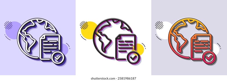 Online voting line icon. Halftone dotted pattern. Gradient icon with grain shadow. Internet vote sign. Web election symbol. Line online voting icon. Various designs. Vector