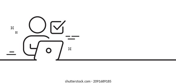 Online Voting line icon. Internet vote sign. Web election symbol. Minimal line illustration background. Online Voting line icon pattern banner. White web template concept. Vector