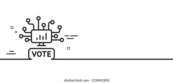 Online Voting Line Icon. Internet Vote Sign. Web Election Symbol. Minimal Line Illustration Background. Online Voting Line Icon Pattern Banner. White Web Template Concept. Vector