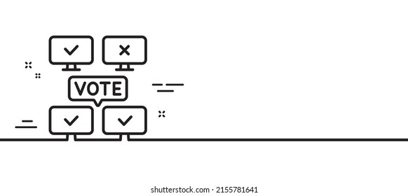 Online Voting Line Icon. Internet Vote Sign. Web Election Symbol. Minimal Line Illustration Background. Online Voting Line Icon Pattern Banner. White Web Template Concept. Vector